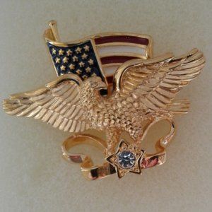 PVA 1947-1997  Eagle/ U.S. Flag  whit  clear Rhinestone  Pin Brooch or Pendant